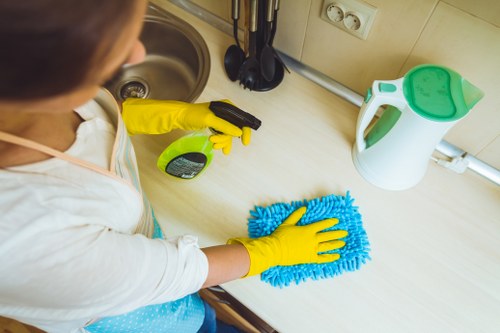Local cleaning team removing construction residue after building work in Bayswater