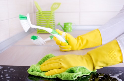 After builders cleaning service preparing a renovated Bayswater property for use