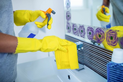 Curtain cleaning setup in a Bayswater residential property